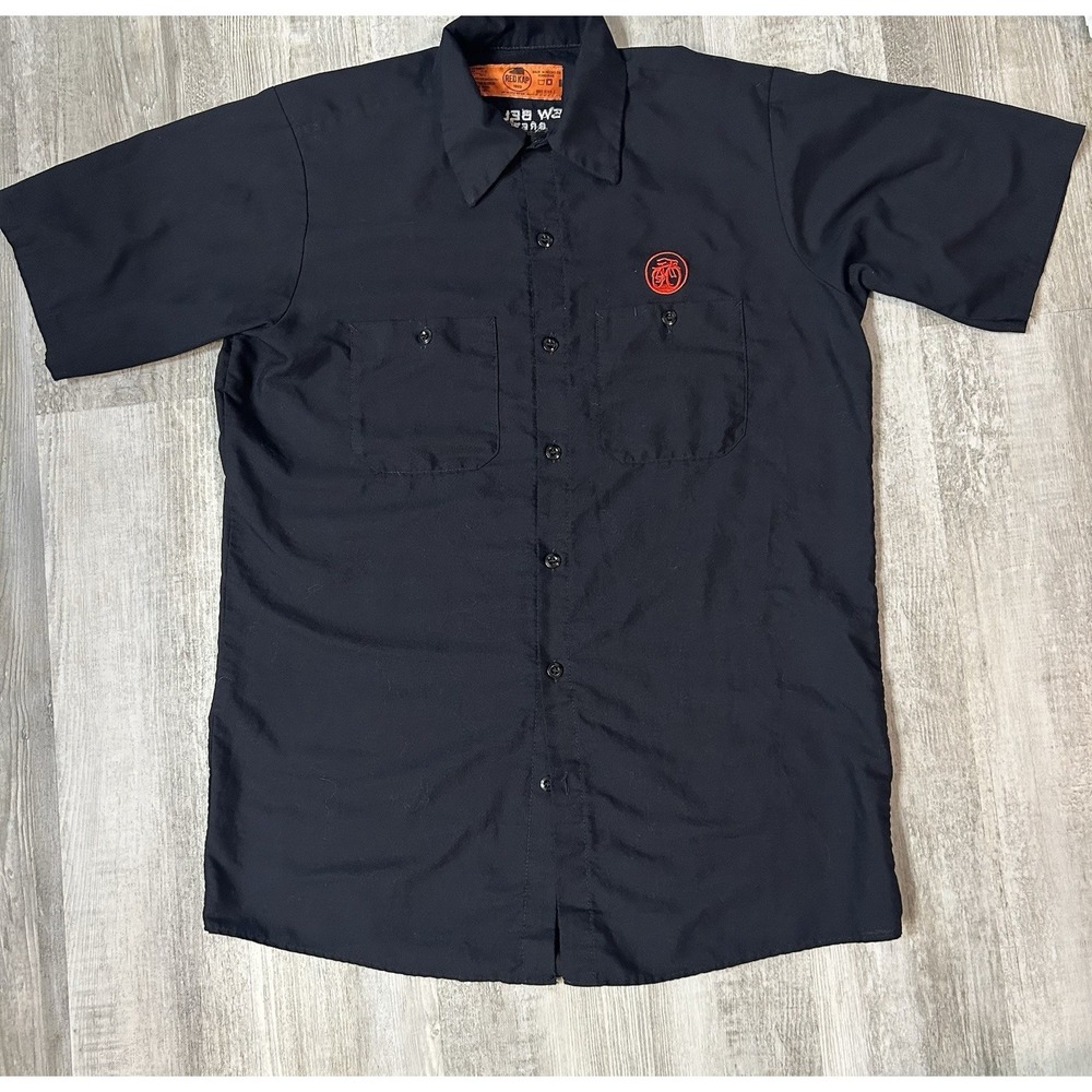 Black NEW BELGIUM BREWING Embroidered Logo Work Shirt Mens sz M Red Kap